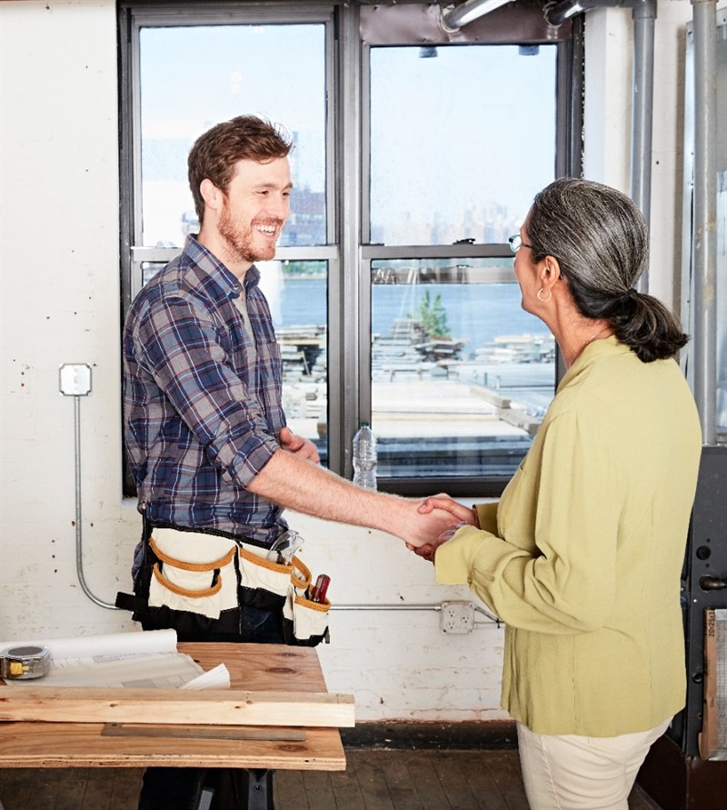 Tradesperson meeting a customer